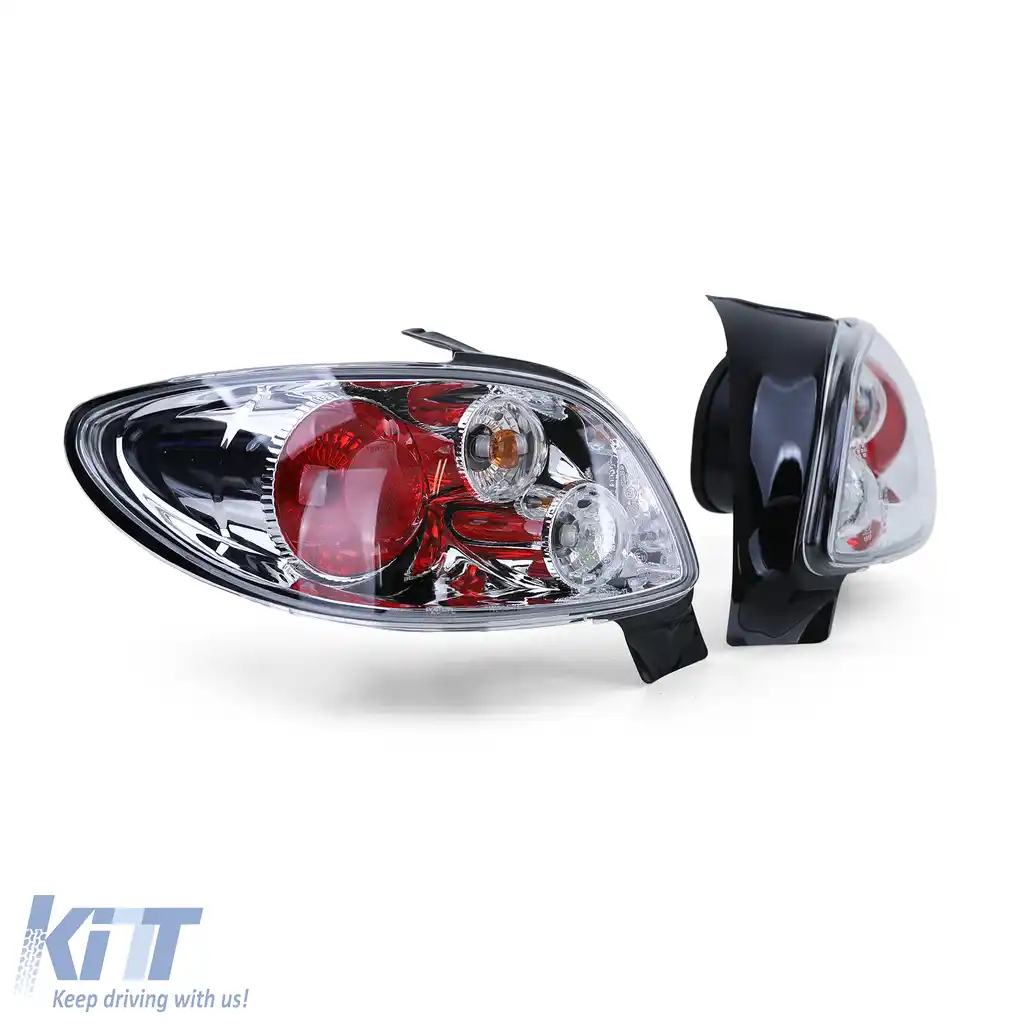 Lumini spate din sticlă clară cu crom, potrivite pentru Peugeot 206 hatchback 3 + 5 uși 98-09-image-6190367