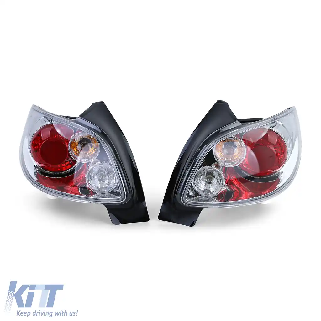 Lumini spate din sticlă clară cu crom, potrivite pentru Peugeot 206 hatchback 3 + 5 uși 98-09-image-6190368