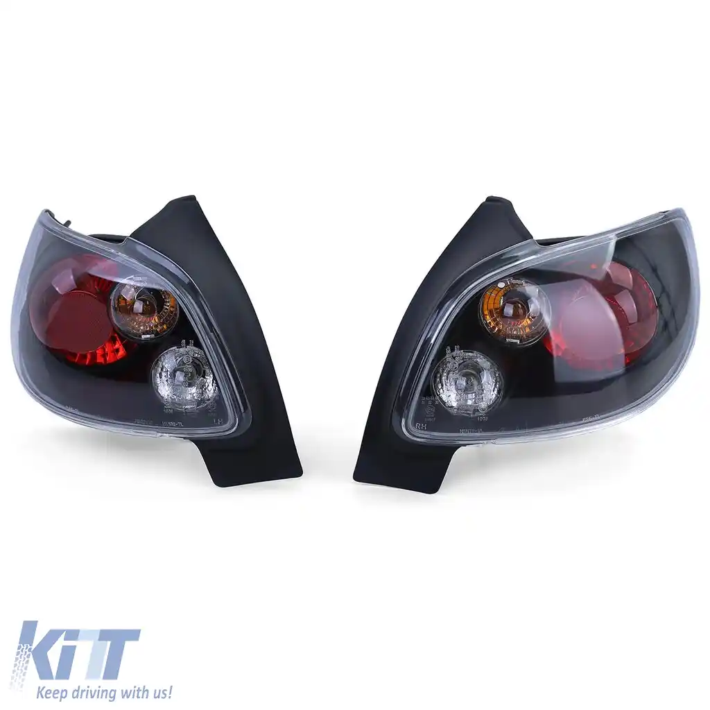 Lumini spate din sticlă clară, negre, potrivite pentru Peugeot 206 hatchback 3 + 5 uși 98-09-image-6190749