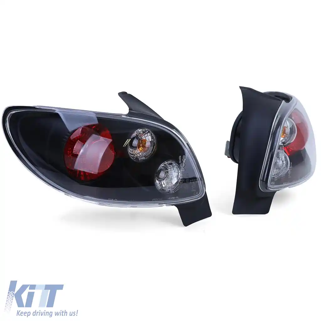 Lumini spate din sticlă clară, negre, potrivite pentru Peugeot 206 hatchback 3 + 5 uși 98-09-image-6190750