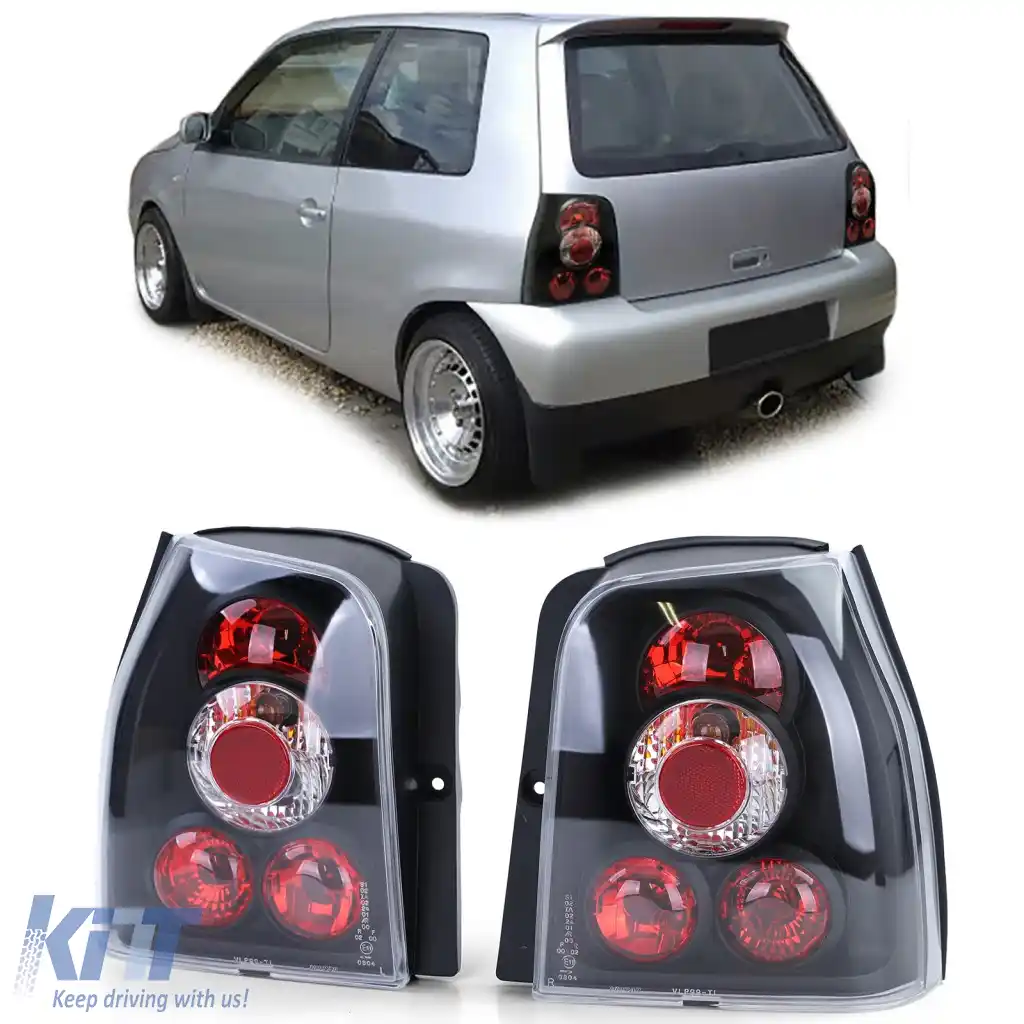 Lumini spate din sticlă clară, negre, potrivite pentru VW Lupo + Seat Arosa