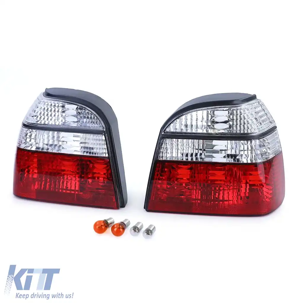 Lumini spate din sticlă clară roșii albe, potrivite pentru VW Golf 3 sedan cabriolet 91-97-image-6204385