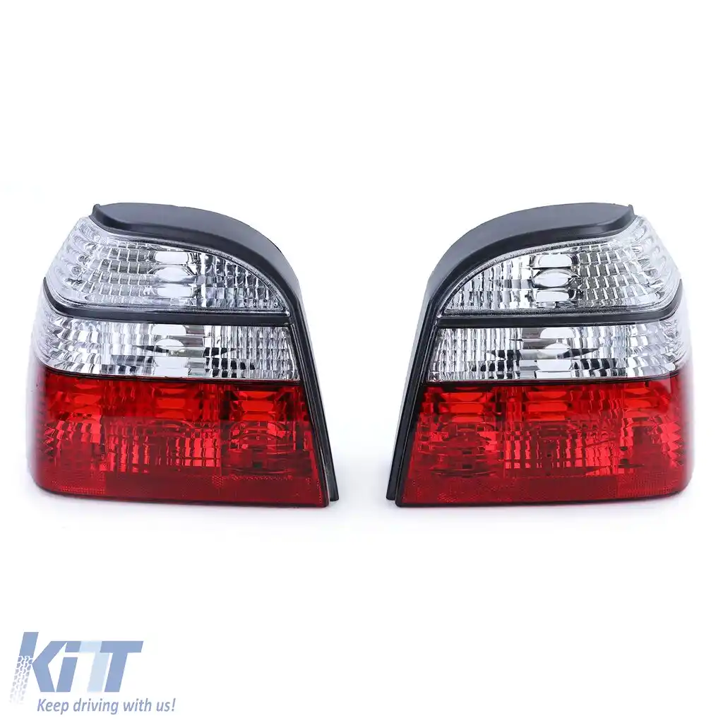Lumini spate din sticlă clară roșii albe, potrivite pentru VW Golf 3 sedan cabriolet 91-97-image-6204388