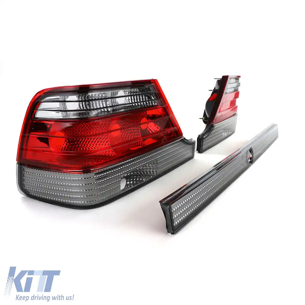 Lumini spate din sticlă clară roșii negre cu bandă de blocare, potrivite pentru Mercedes S W140 94-98-image-6190536