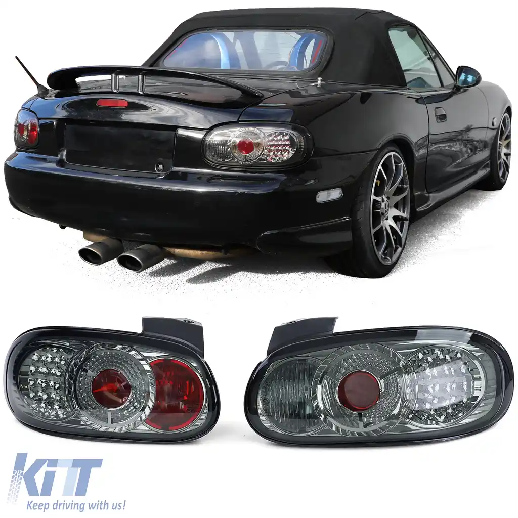 Lumini spate LED cu sticlă clară, crom fumuriu, pentru Mazda MX-5 NB NBFL 1998-2005