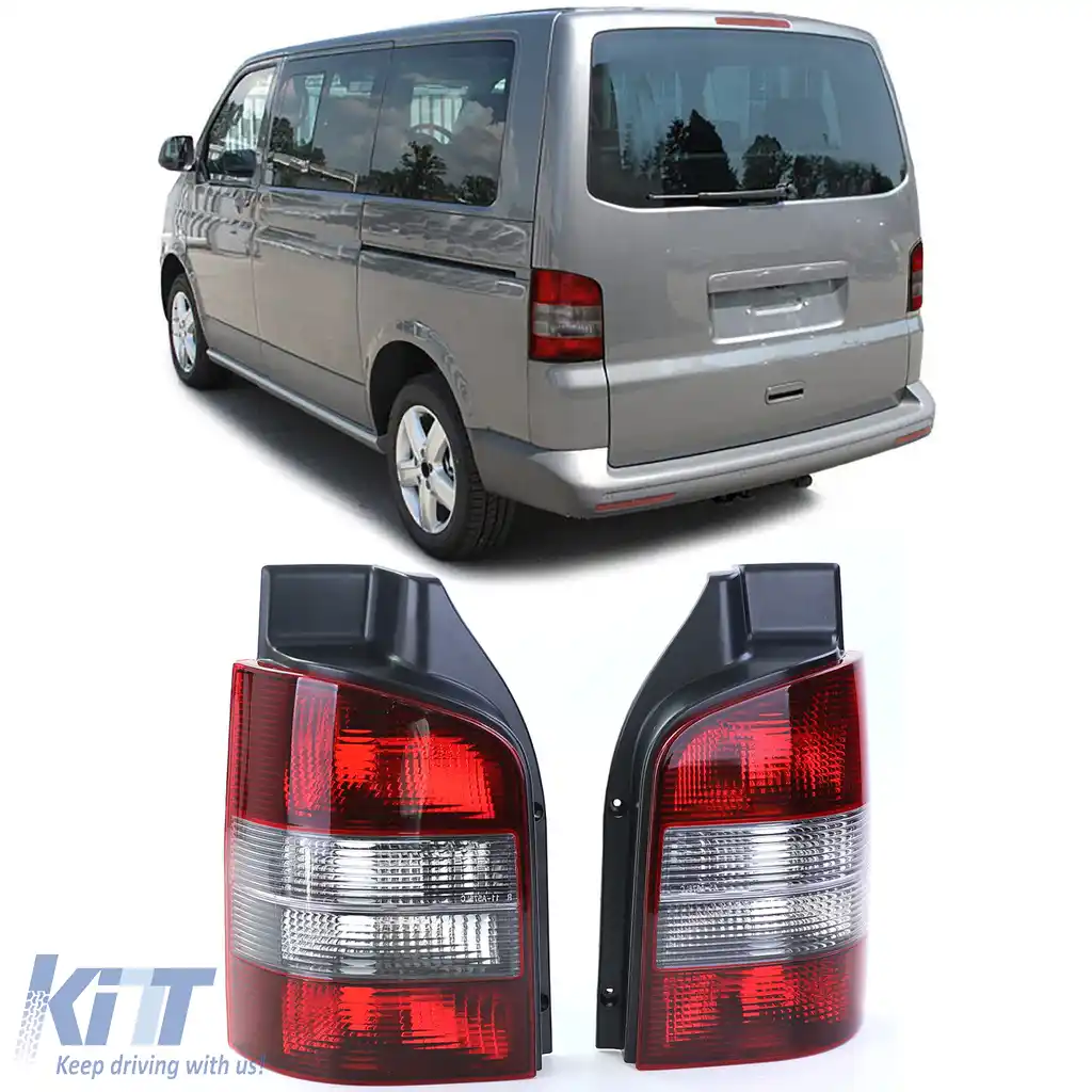 Lumini spate roșii negre pereche potrivite pentru VW T5 Bus + Transporter cu hayon 03-09