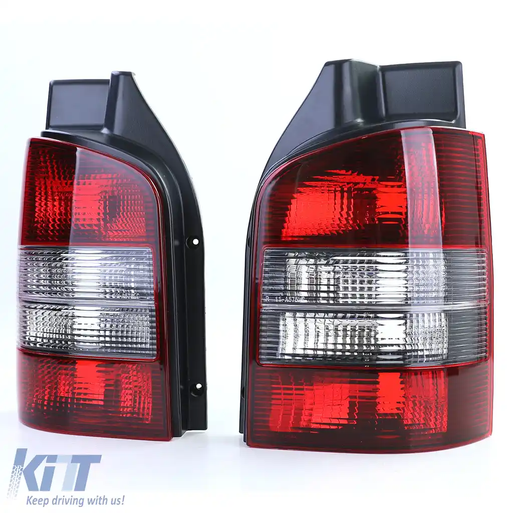 Lumini spate roșii negre pereche potrivite pentru VW T5 Bus + Transporter cu hayon 03-09-image-6195263