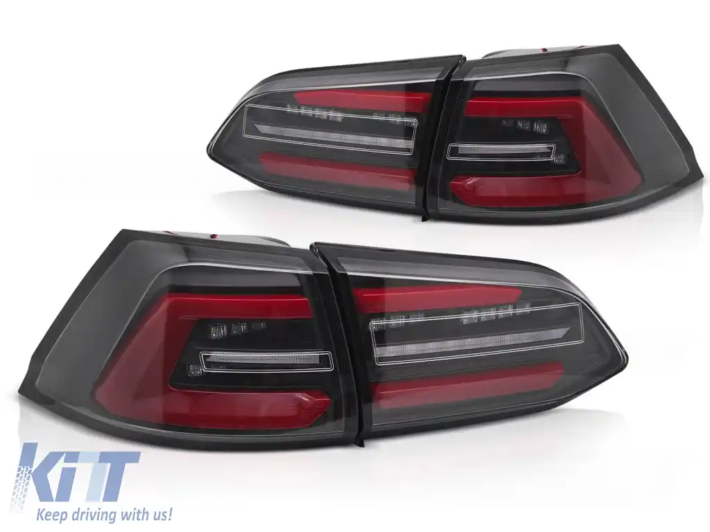 LUMINI TAIL LED NEGRE CU SECVENȚĂ ROȘIE potrivite pentru VW GOLF 7 13-17 SW