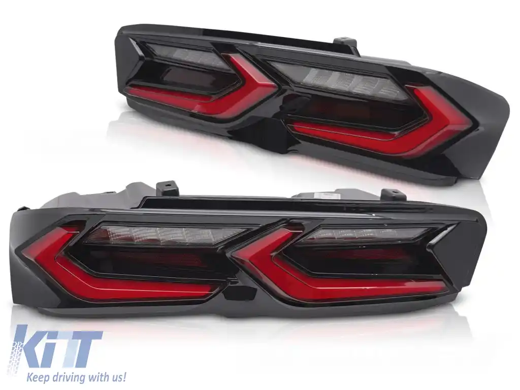 LUMINI TAILIGHT LED ROȘII NEGRE potrivite pentru CHEVROLET CAMARO 19-23