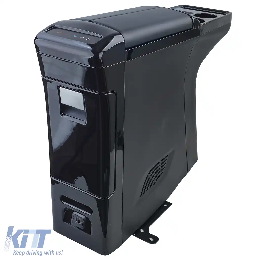 Luxus Consolă centrală cu frigider Negru Lucios potrivit pentru VW T6 T6.1-image-6257347
