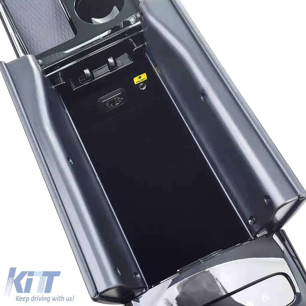 Luxus Consolă centrală cu frigider Negru Lucios potrivit pentru VW T6 T6.1-image-6257353