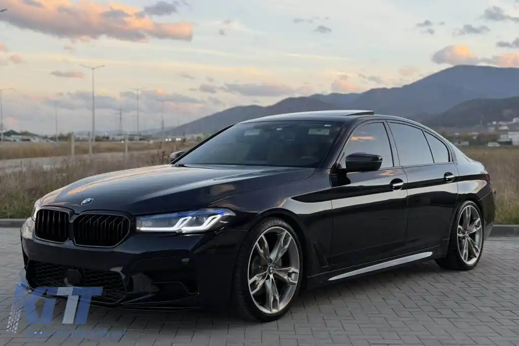 M5 CS type spoiler suitable for front M5 bumper of BMW 5 Series G30 LCI 2021-2023, black lacquer-image-6261191