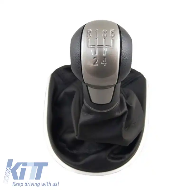 Mâner de schimb cu manșon Negru/Silver Potrivit pentru Seat Leon 2/Toledo 3 cu 5 viteze GK0341-image-6298416