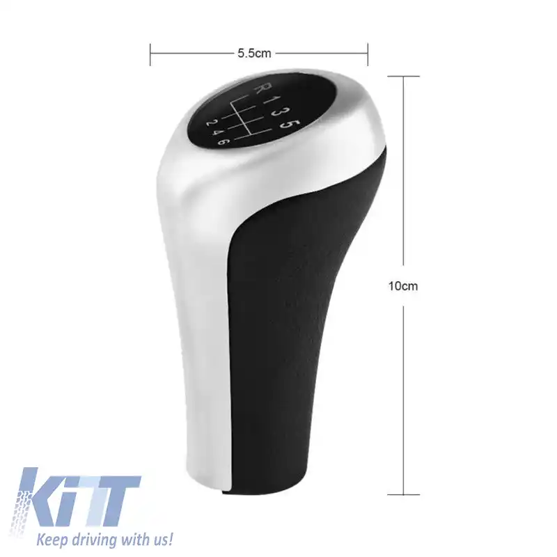 Mâner schimbător de viteze potrivit pentru BMW cu 6 viteze, negru / argintiu, aspect E90-image-6325273