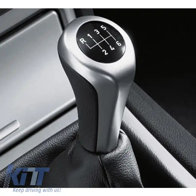 Mâner schimbător de viteze potrivit pentru BMW cu 6 viteze, negru / argintiu, aspect E90-image-6325274