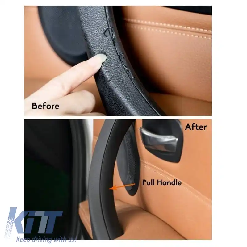 Mâner ușă (în interiorul mașinii) potrivit pentru Bmw 3 E90 05-11 Set uși față dreapta și spate 2 bucăți Negru-image-6297300