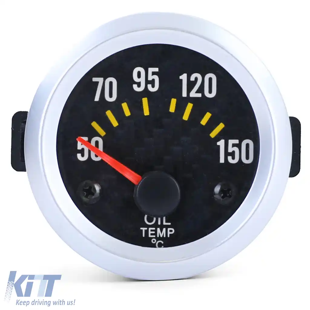 Manometru auxiliar de temperatură a uleiului de 52 mm, aspect carbon, pentru instalare iluminat-image-6191297