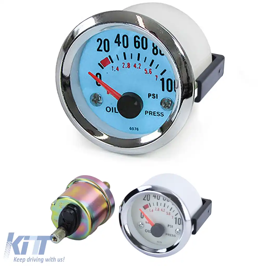 Manometru de presiune a uleiului Instrument de instalare suplimentar Universal 52mm Plasma Albastru Iluminat