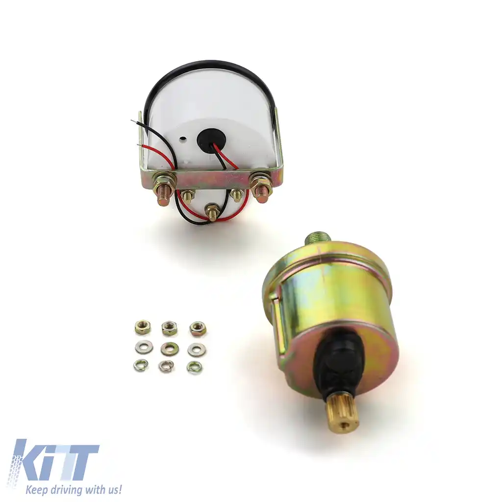 Manometru de presiune a uleiului Instrument auxiliar 52mm Youngtimer Clasic Negru Iluminat-image-6191632