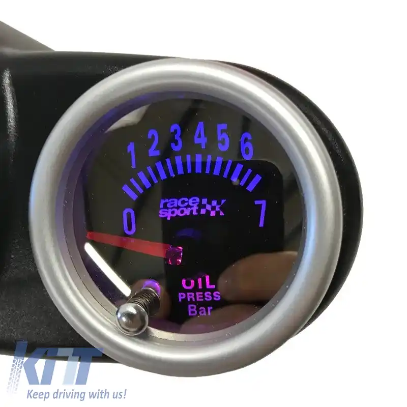 Manometru de presiune a uleiului Racesport Look oglindă fumuriu 52mm cu 7 culori-image-6300661