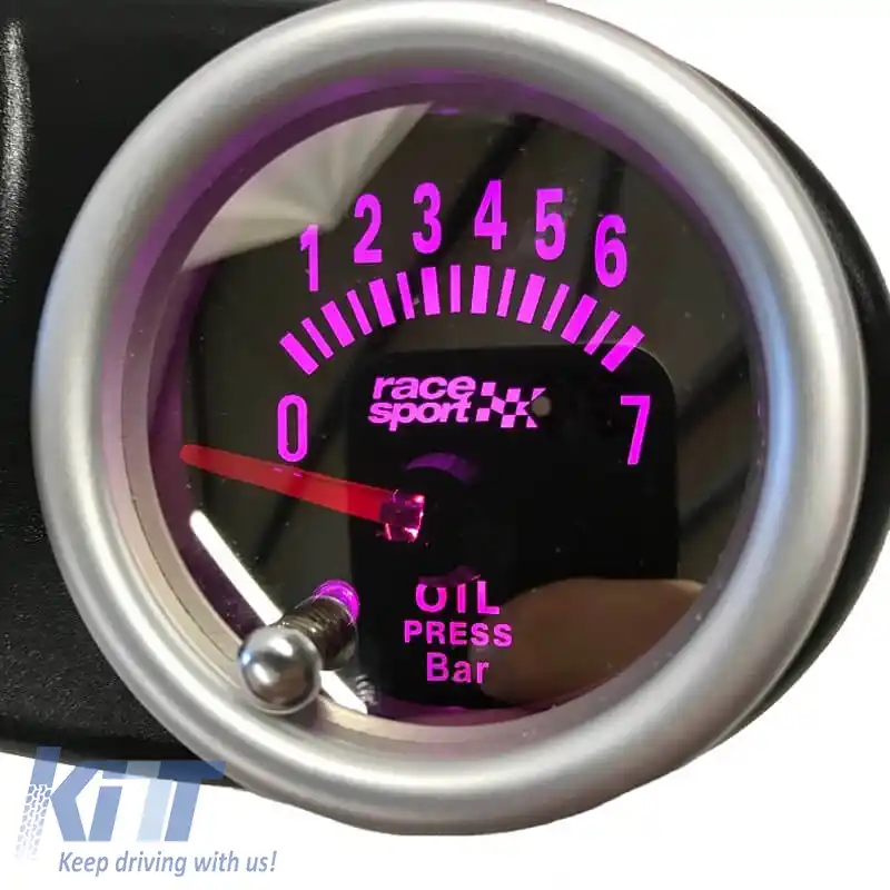 Manometru de presiune a uleiului Racesport Look oglindă fumuriu 52mm cu 7 culori-image-6300664