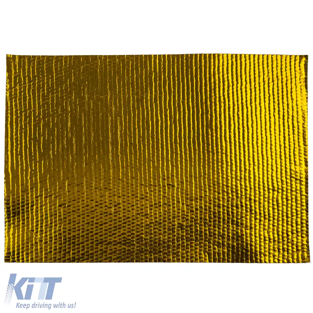 Mată de protecție termică pentru evacuare, autoadezivă, din aluminiu ceramic, aurie, 1,5mm, 50cmx50cm, 500°C-image-6197338