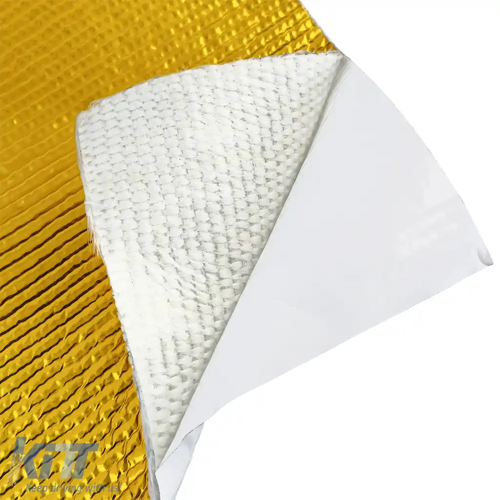 Mată de protecție termică pentru evacuare, autoadezivă, din aluminiu ceramic, aurie, 1,5mm, 50cmx50cm, 500°C-image-6197341
