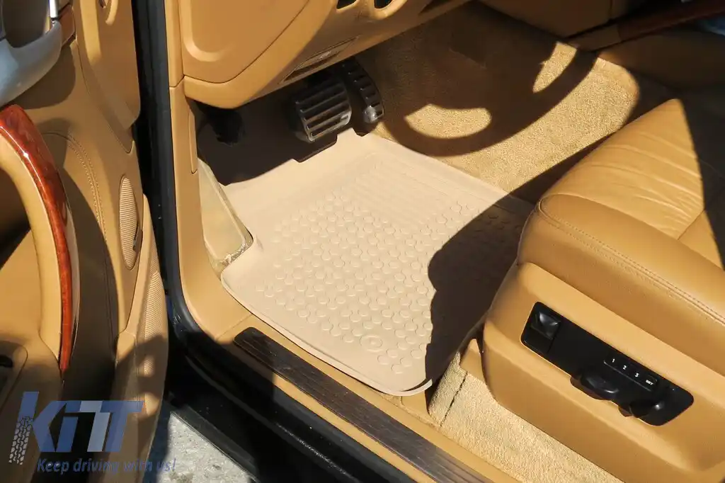 Mats din cauciuc specifice, potrivite pentru VW Touareg, Porsche Cayenne 2002-2010, set de 4 piese, culoare bej-image-6213307