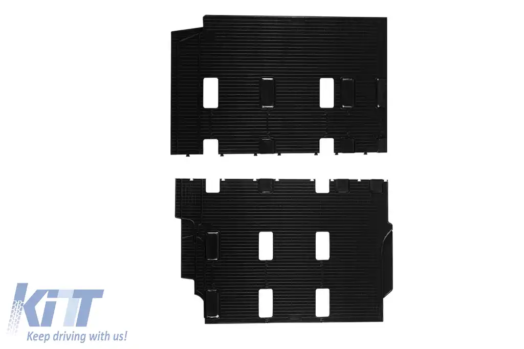 Mats din cauciuc specifice, potrivite pentru VW T5 2003-2015, T6 după 2015, ampatament scurt și lung / separare cu model, set de 2 piese, culoare neagră