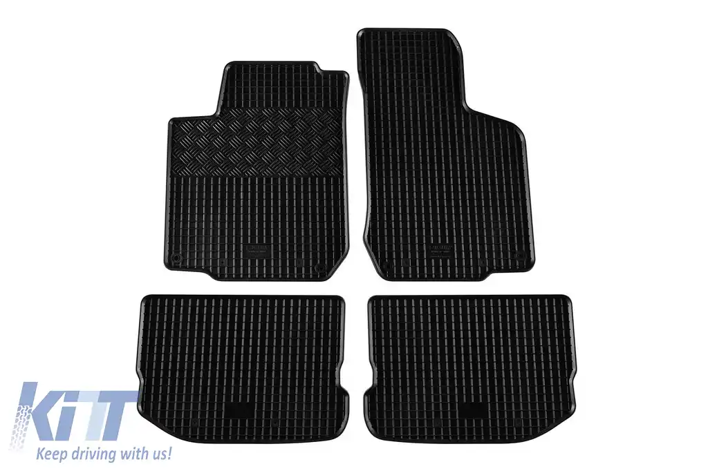 Mats din cauciuc specifice, potrivite pentru Volkswagen Golf 4, Bora 1998-2003, Beetle 1998-2011, Skoda Octavia 1997-2004, Seat Toledo, Leon 1999-2006, set de 4 piese, culoare neagră