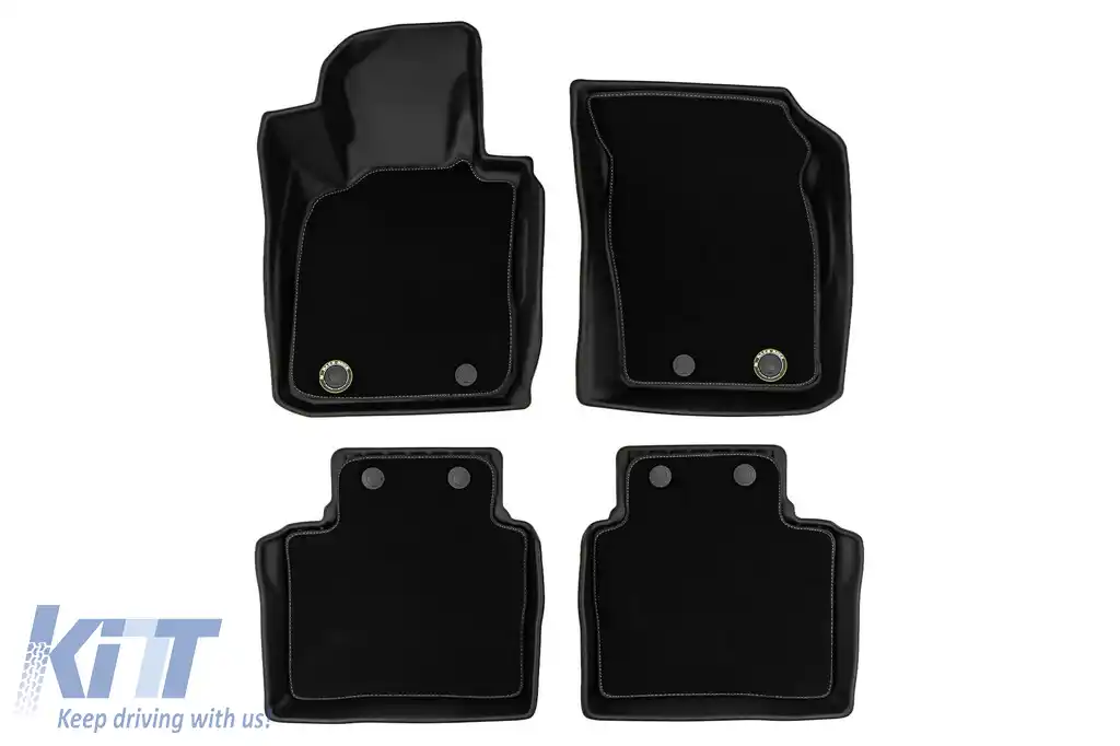 Maturi din cauciuc și covor 2 în 1 potrivite pentru Volvo S90 sedan, V90 wagon după 2016, din seria Frogum 5D Race Rock, set de 4 piese, culoare neagră-image-6232613