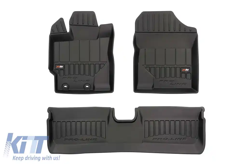 Mănuși de cauciuc specifice din seria Frogum 3D ProLine, potrivite pentru Toyota Yaris 2011-2019, nu sunt potrivite pentru Hybrid, set de 3 piese, culoare neagră, cu garanție de 24 de luni