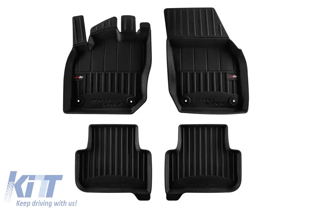 Mănuși de cauciuc specifice din seria Frogum 3D ProLine, potrivite pentru Volkswagen Tiguan după 2024, pe benzină și motorină, nu sunt potrivite pentru Mild Hybrid, set de 4 piese, culoare neagră, cu 