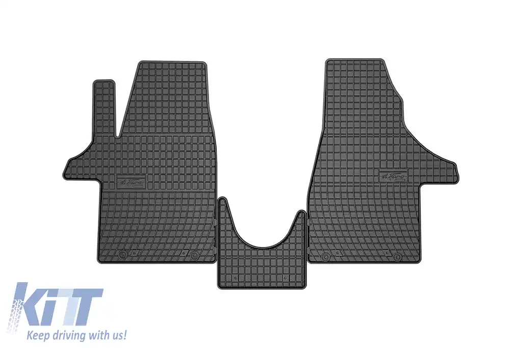 Mănuși de cauciuc specifice din seria Frogum El Toro, potrivite pentru Volkswagen Transporter T6.1 2019-2024 pentru scaunele din prima linie, set de 3 piese, culoare neagră