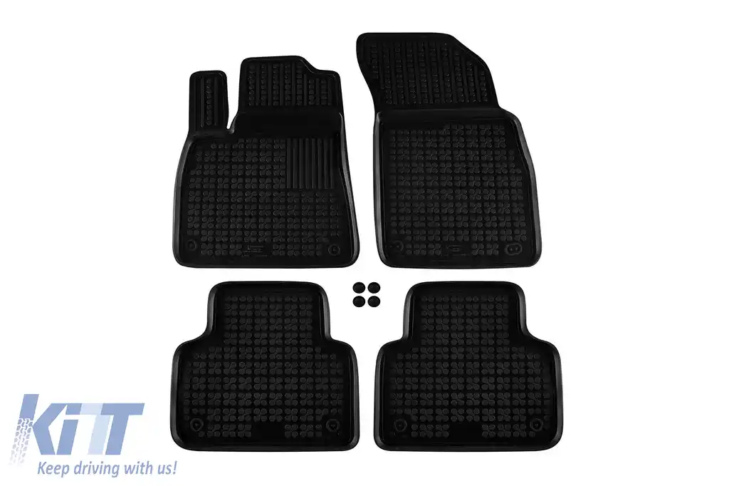 Mănuși de cauciuc specifice potrivite pentru Audi Q7 după 2015 cu 5 sau 7 locuri cu rândul al treilea de scaune, Q8 după 2018, set de 4 piese, culoare neagră