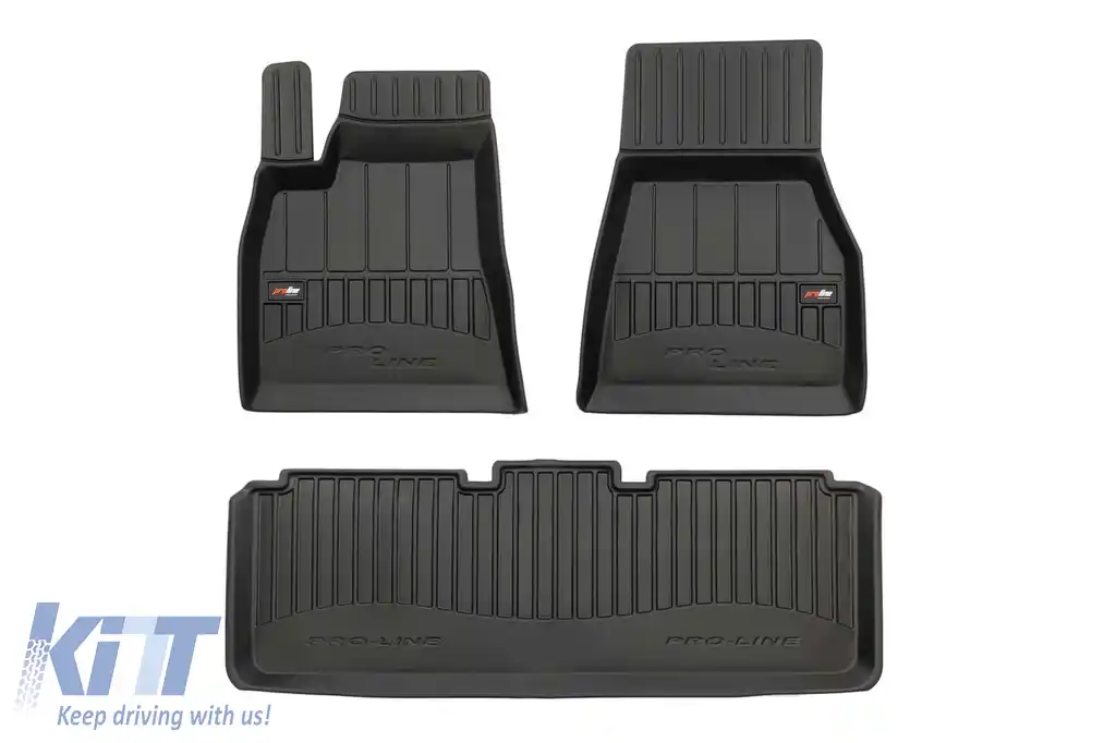 Mănuși de cauciuc specifice potrivite pentru Tesla Model S 2012-2021 din seria Frogum 3D ProLine, set de 3 piese, culoare neagră, cu garanție de 24 de luni