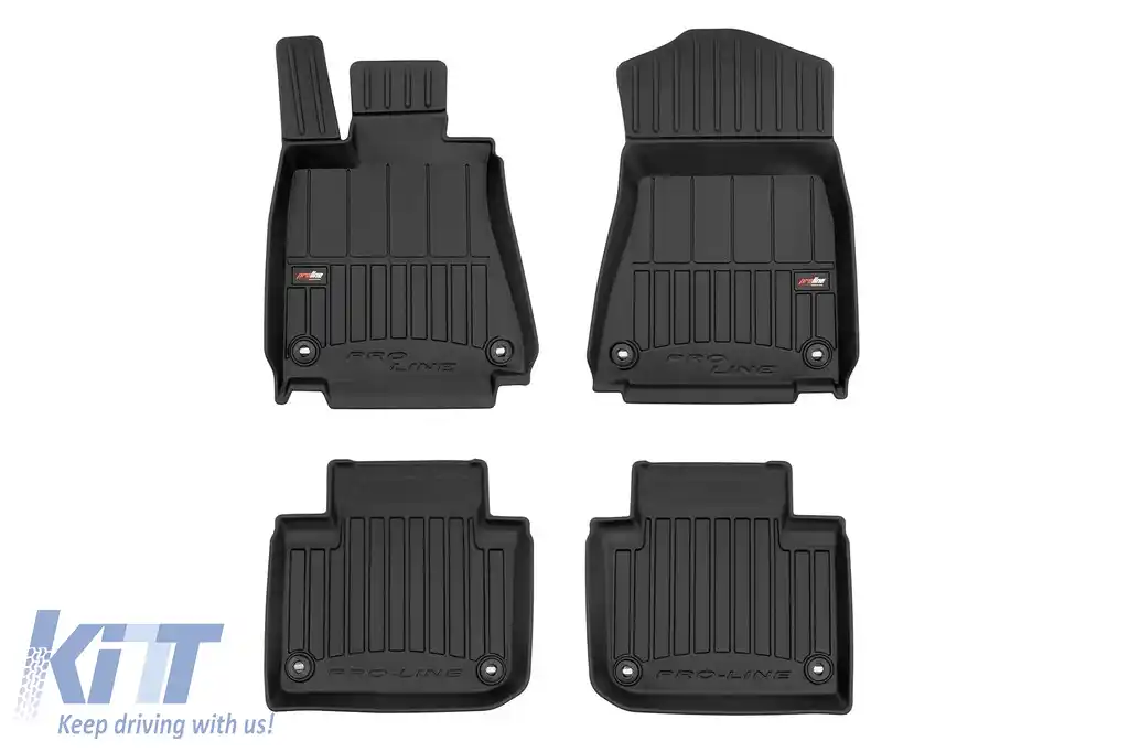 Mănuși de cauciuc specifice potrivite pentru Lexus GS IV 2012-2020, set de 4 piese, culoare neagră, cu garanție de 24 de luni din seria Frogum 3D ProLine.
