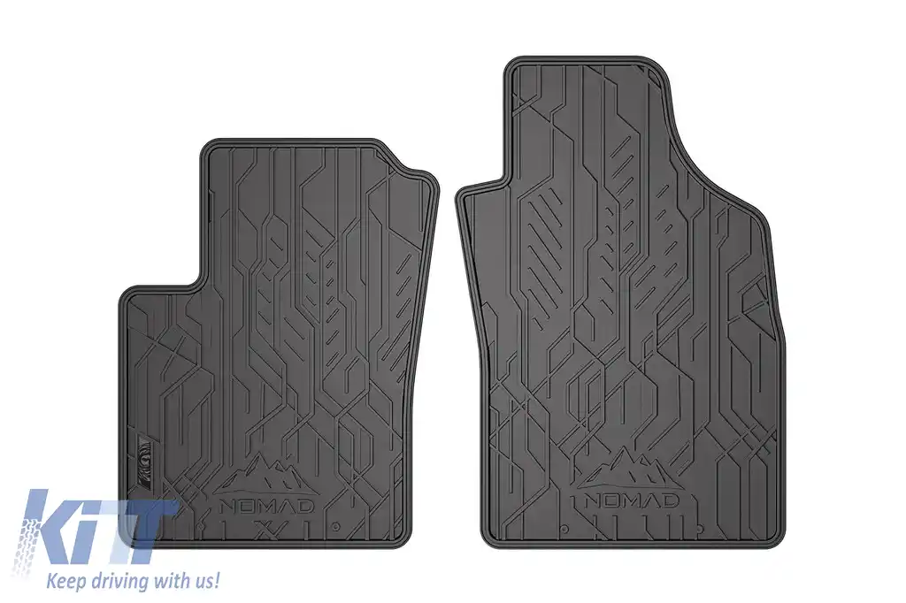Mănuși din cauciuc frontale specifice, potrivite pentru seria Frogum NOMAD pentru Fiat 500, 500 C după 2007, Fiat Panda 2003-2012, Ford Ka 2008-2016, set de 2 piese, culoare neagră
