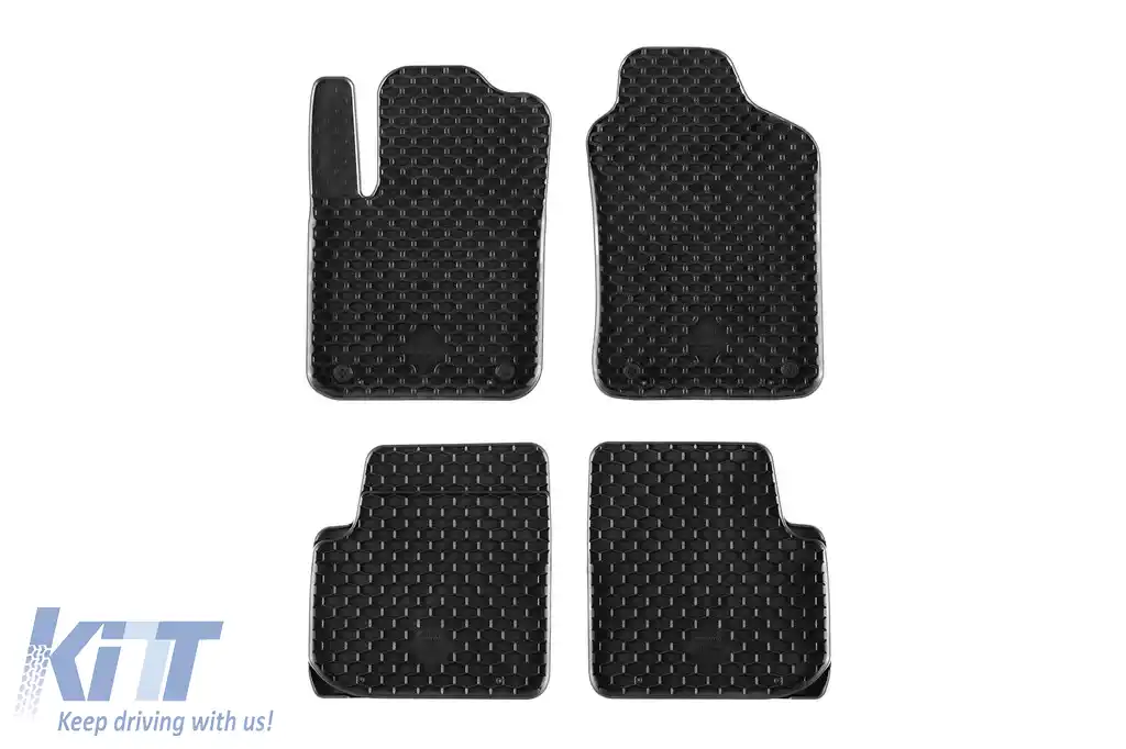 Mănuși din cauciuc Gumarny Zubri potrivite pentru Fiat 500 2007-2015, 500C 2009-2015, 500 Hybrid după 2020, set de 4 piese, culoare neagră