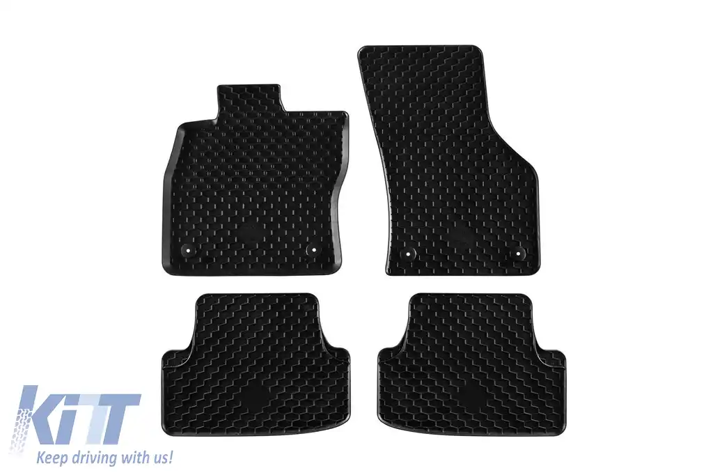 Mănuși din cauciuc Gumarny Zubri potrivite pentru Volkswagen Golf VII, Audi A3, Seat Leon 2012-2019, Golf VIII GTE, Audi A3 după 2020, set de 4 piese, culoare neagră-image-6254222