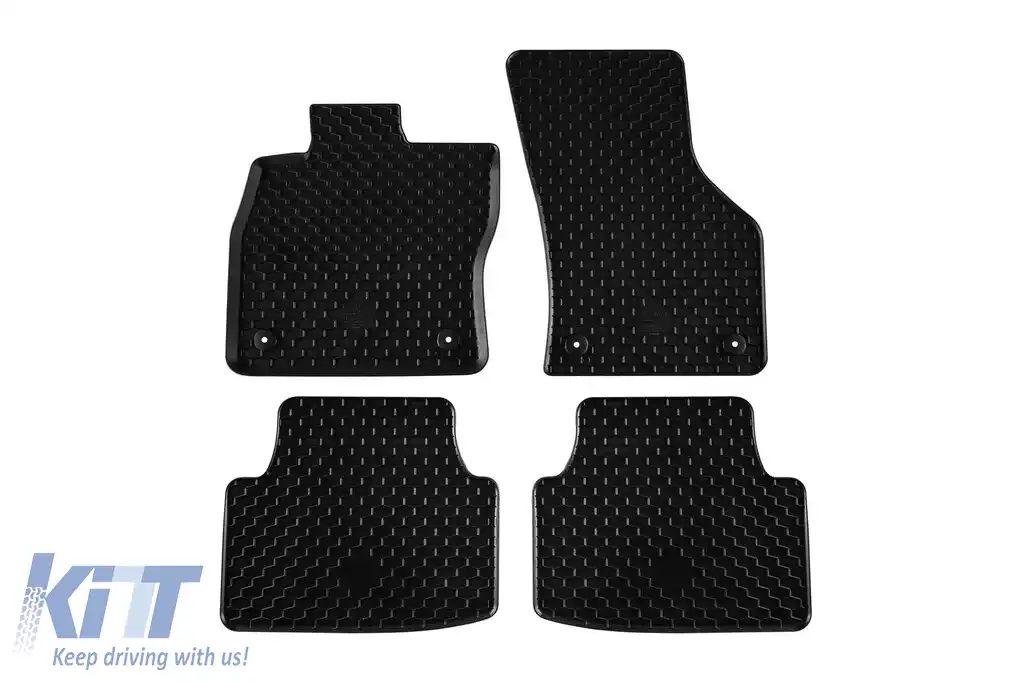 Mănuși din cauciuc Gumarny Zubri potrivite pentru Skoda Octavia 2013-2019, Octavia, Seat Leon, Cupra Formentor după 2020, set de 4 piese, culoare neagră-image-6254235