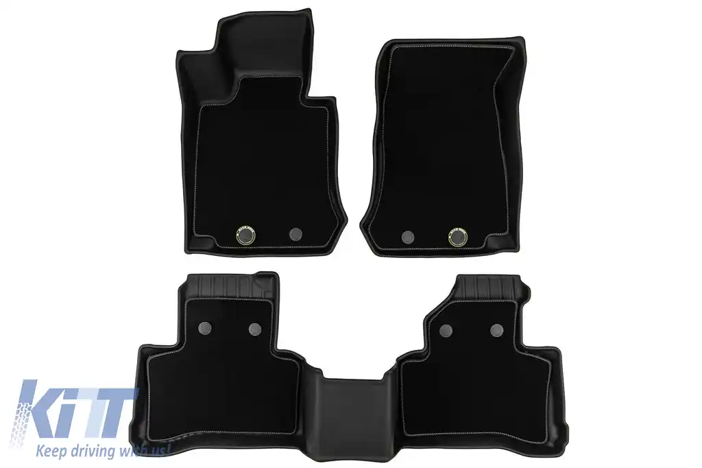 Mănuși din cauciuc și covor 2 în 1 potrivite pentru Mercedes GLC C253 2016-2023, X253 2015-2022 din seria Frogum 5D Race Rock, set de 3 piese, culoare neagră-image-6232601