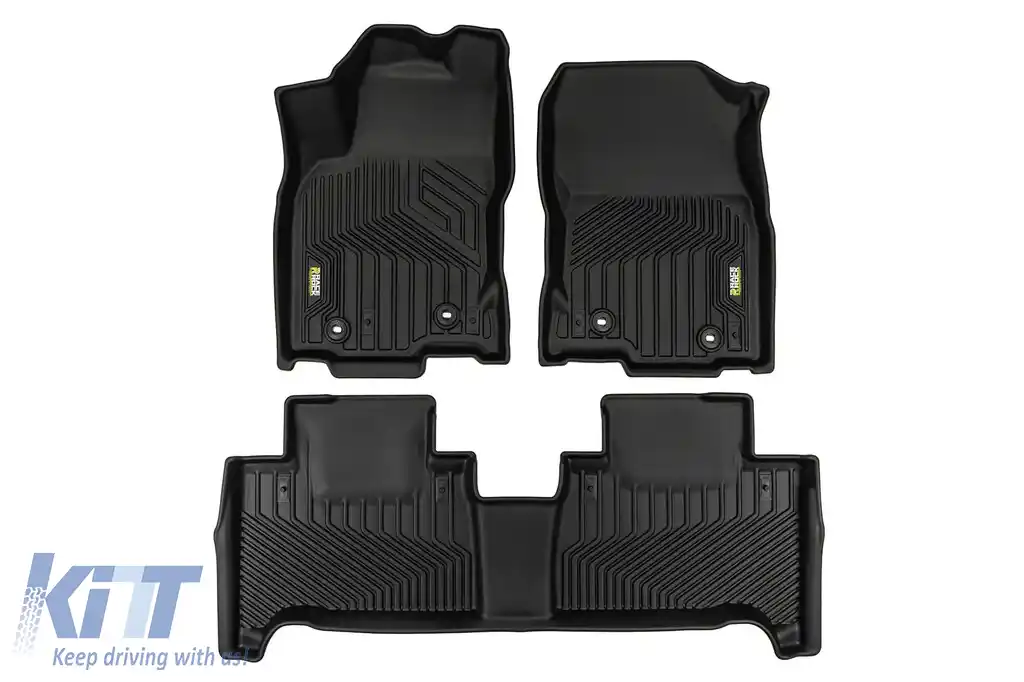 Mănuși din cauciuc și covor 2 în 1 potrivite pentru Lexus NX 2014-2021 din seria Frogum 5D Race Rock, set de 3 piese, culoare neagră