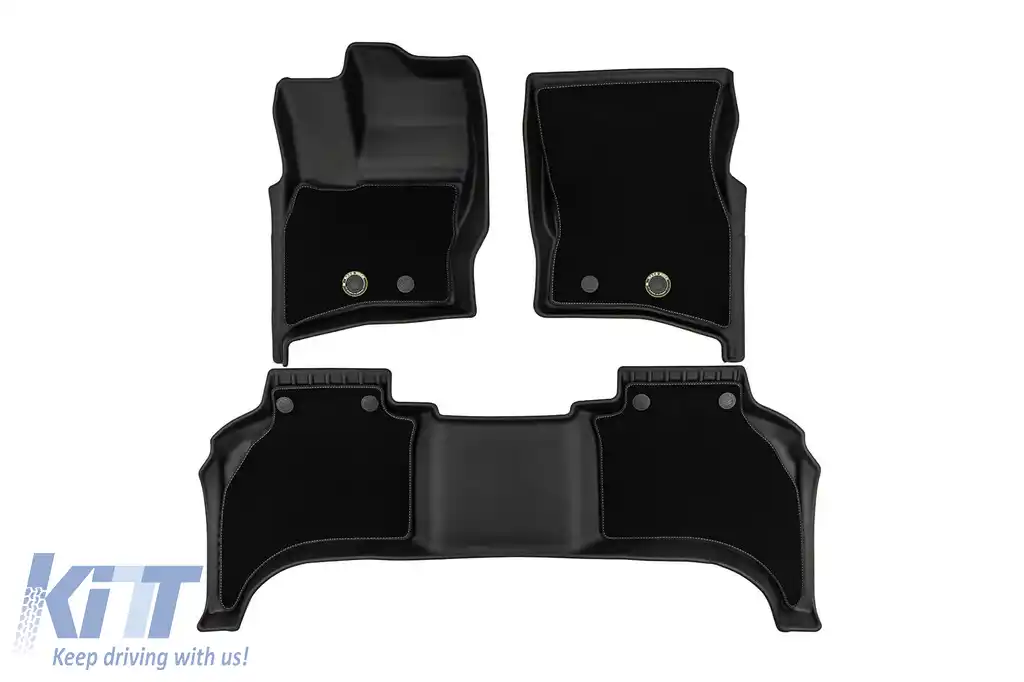 Mănuși din cauciuc și covor 2 în 1 potrivite pentru Land Rover Defender după 2020 cu 5 uși, set de 3 piese, culoare neagră din seria Frogum 5D Race Rock-image-6232707