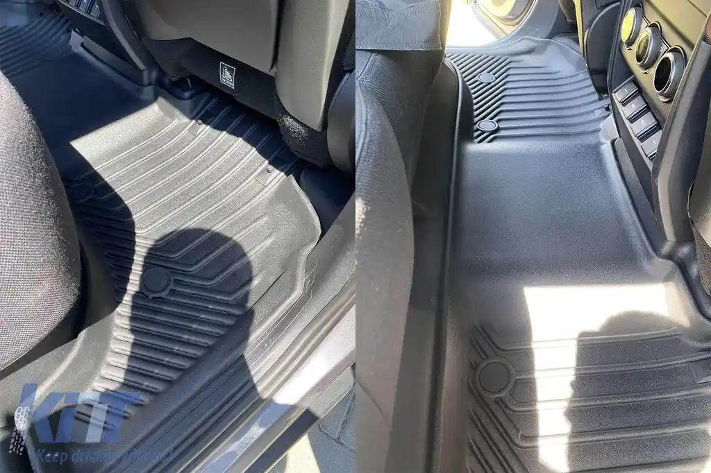 Mănuși din cauciuc și covor 2 în 1 potrivite pentru Land Rover Defender după 2020 cu 5 uși, set de 3 piese, culoare neagră din seria Frogum 5D Race Rock-image-6232712