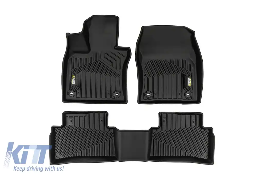 Mănuși din cauciuc și covor 2 în 1 potrivite pentru Lexus UX după 2018, set de 3 piese, culoare neagră din seria Frogum 5D Race Rock