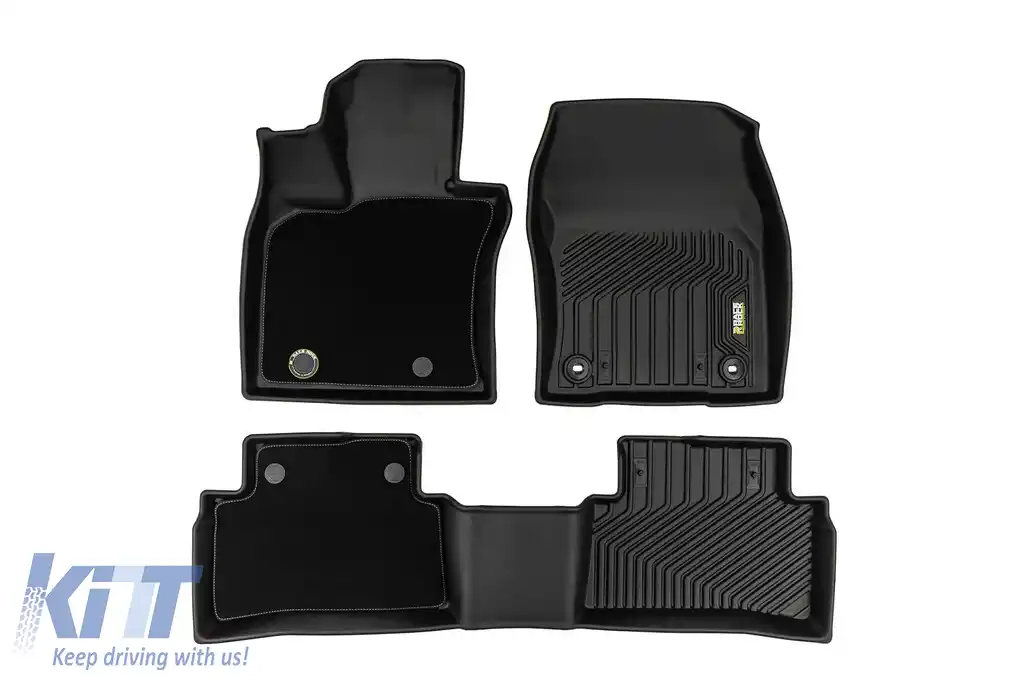 Mănuși din cauciuc și covor 2 în 1 potrivite pentru Lexus UX după 2018, set de 3 piese, culoare neagră din seria Frogum 5D Race Rock-image-6232728