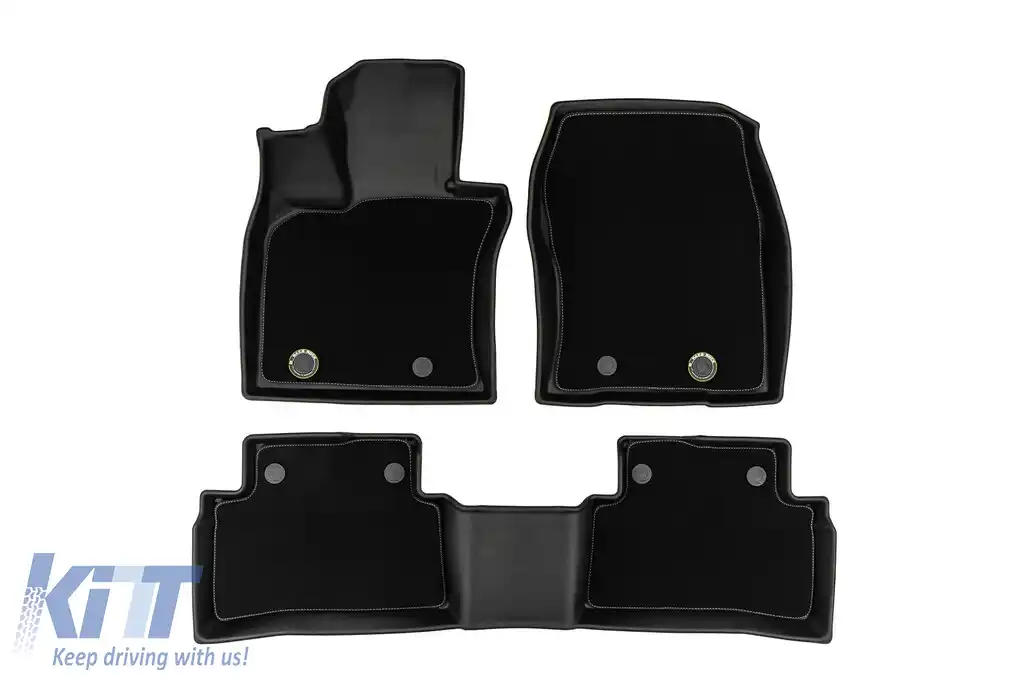 Mănuși din cauciuc și covor 2 în 1 potrivite pentru Lexus UX după 2018, set de 3 piese, culoare neagră din seria Frogum 5D Race Rock-image-6232729