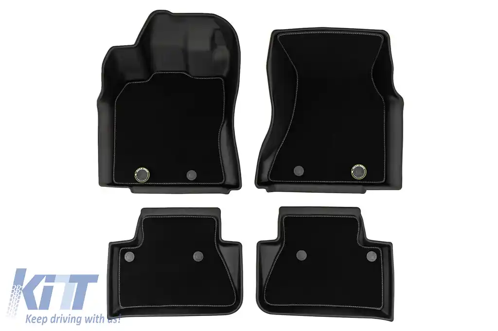 Mănuși din cauciuc și covorașe din mochetă 2 în 1 potrivite pentru Porsche Macan 2013-2024 din seria Frogum 5D Race Rock, set de 4 piese, culoare neagră-image-6232595