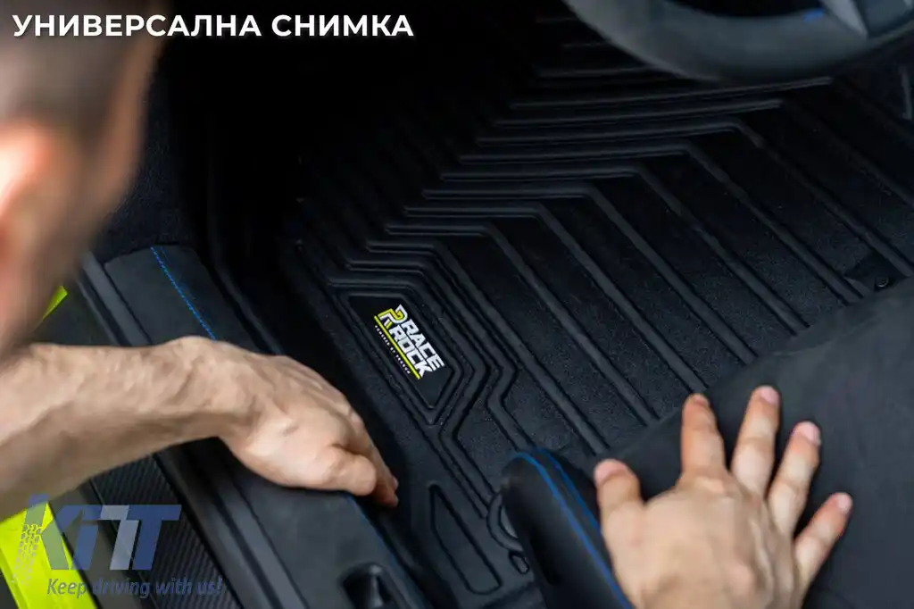 Mănuși din cauciuc și covorașe din mochetă 2 în 1 potrivite pentru Porsche Macan 2013-2024 din seria Frogum 5D Race Rock, set de 4 piese, culoare neagră-image-6232596